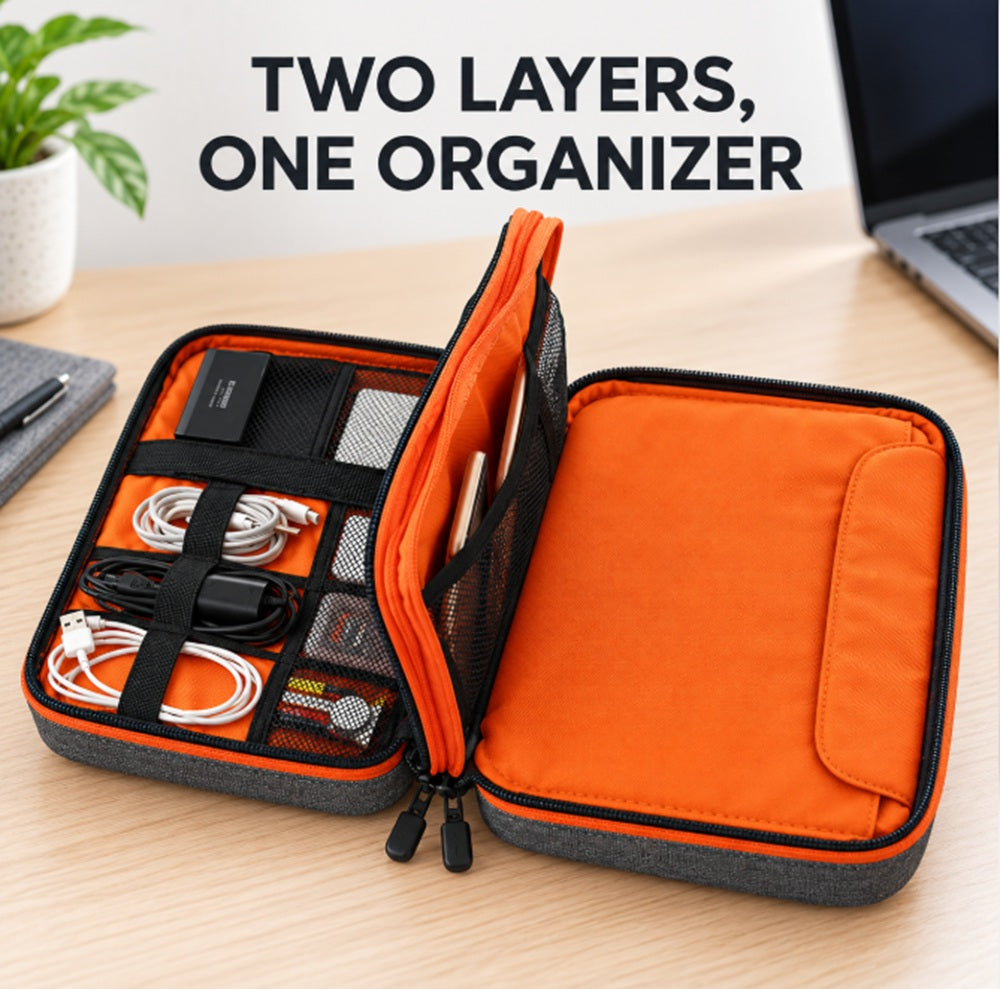 Double-Layer Electronics Organizer for Cables & Chargers | TIKA
