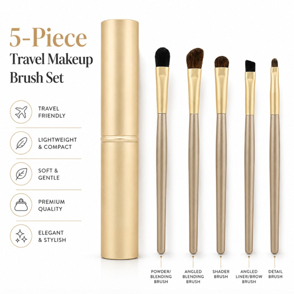 5-Piece Travel Makeup Brush Set | TIKA