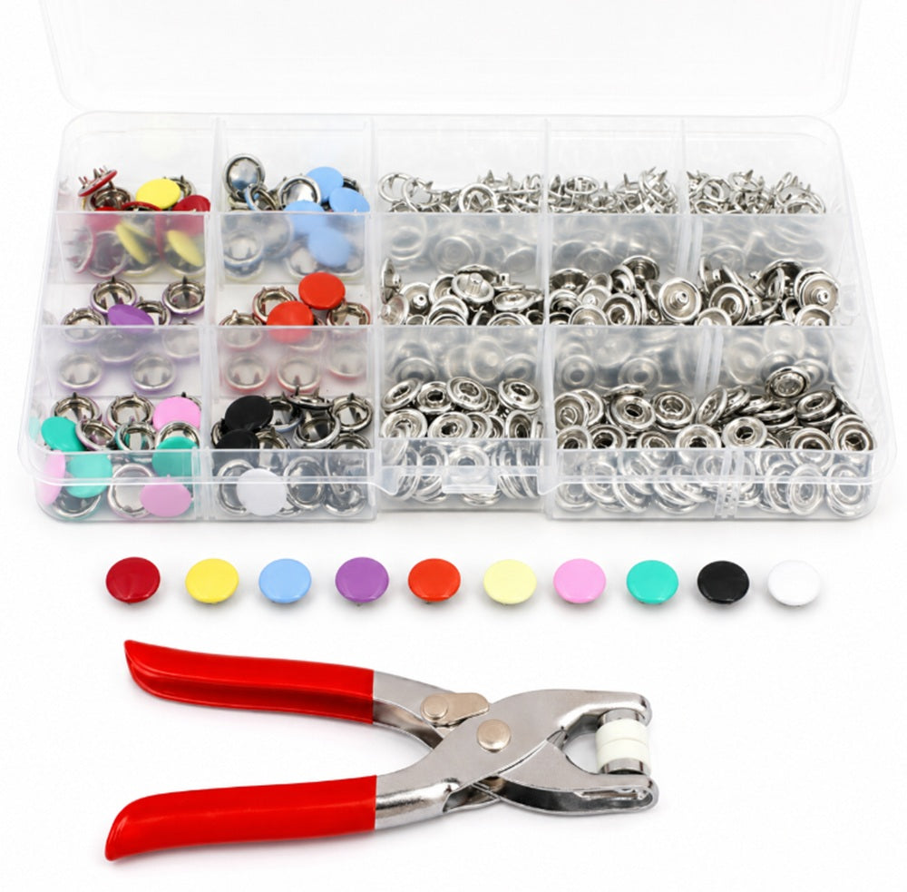 200-Piece 5-Prong Metal Snap Fastener Kit with Pliers | TIKA