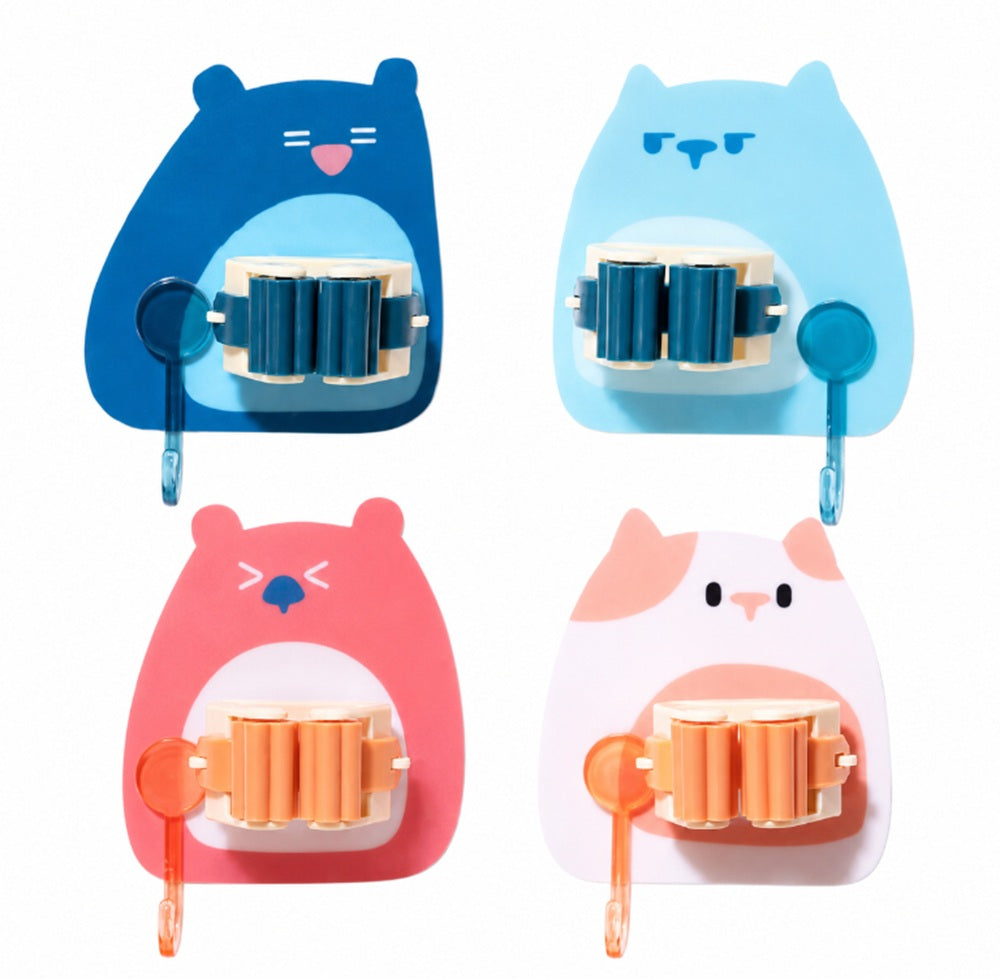 4-Pack Self-Adhesive Mop & Broom Holders with Hooks | TIKA