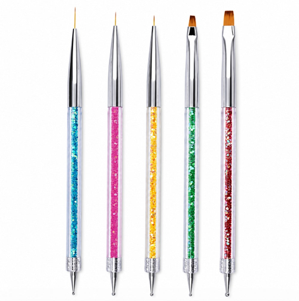 5-Piece Double-Ended Nail Art Dotting & Brush Set | TIKA