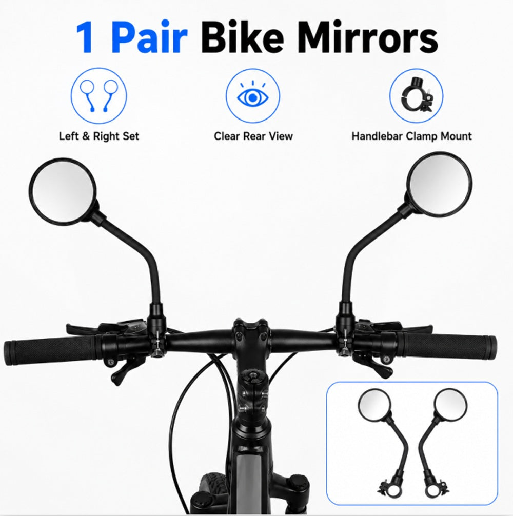 2-Pack Adjustable Wide-Angle Bike Handlebar Mirrors | TIKA