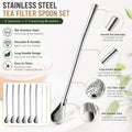 6-Pack Stainless Steel Reusable Drinking Straws with Filter Spoon & Brush | TIKA