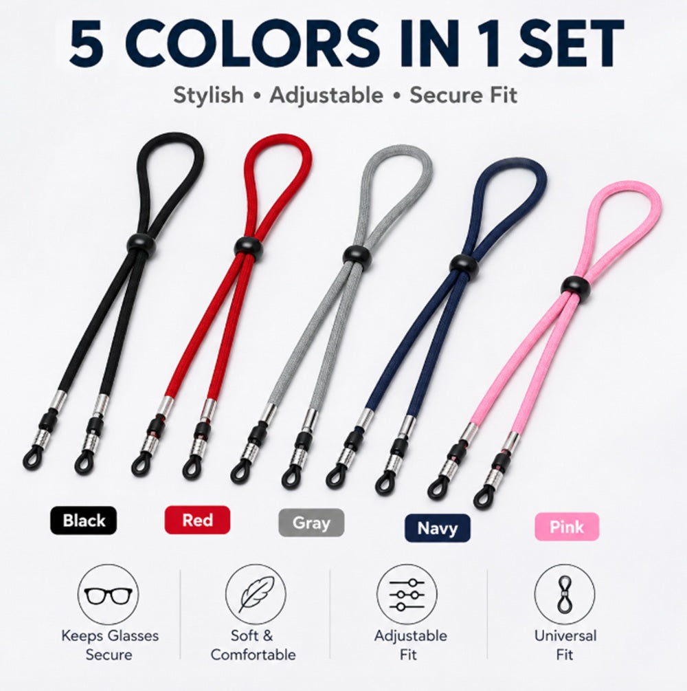 5-Pack Adjustable Eyeglass Neck Cords | TIKA