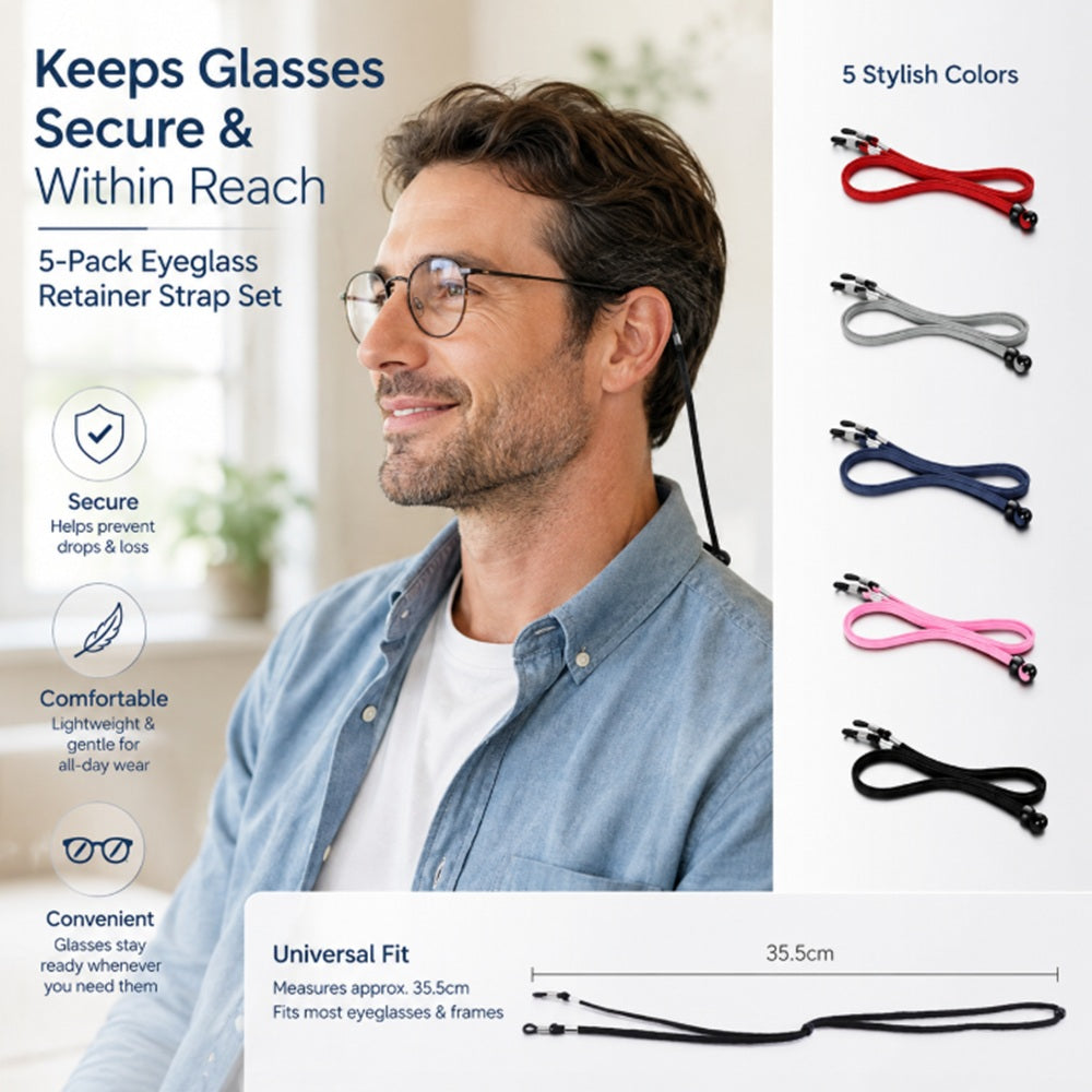 5-Pack Adjustable Eyeglass Neck Cords | TIKA