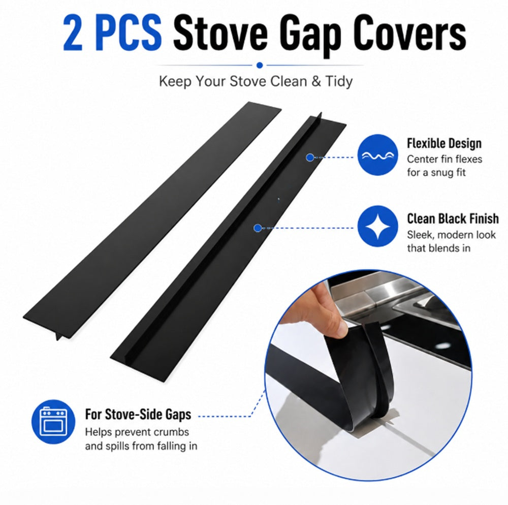 2-Pack Heat-Resistant Silicone Stove Gap Covers | TIKA