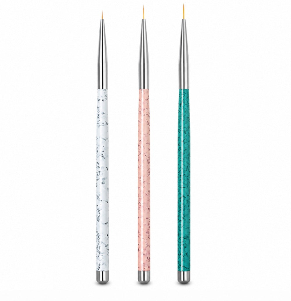 3-Piece Nail Art Dotting & Fine Liner Brush Set | TIKA