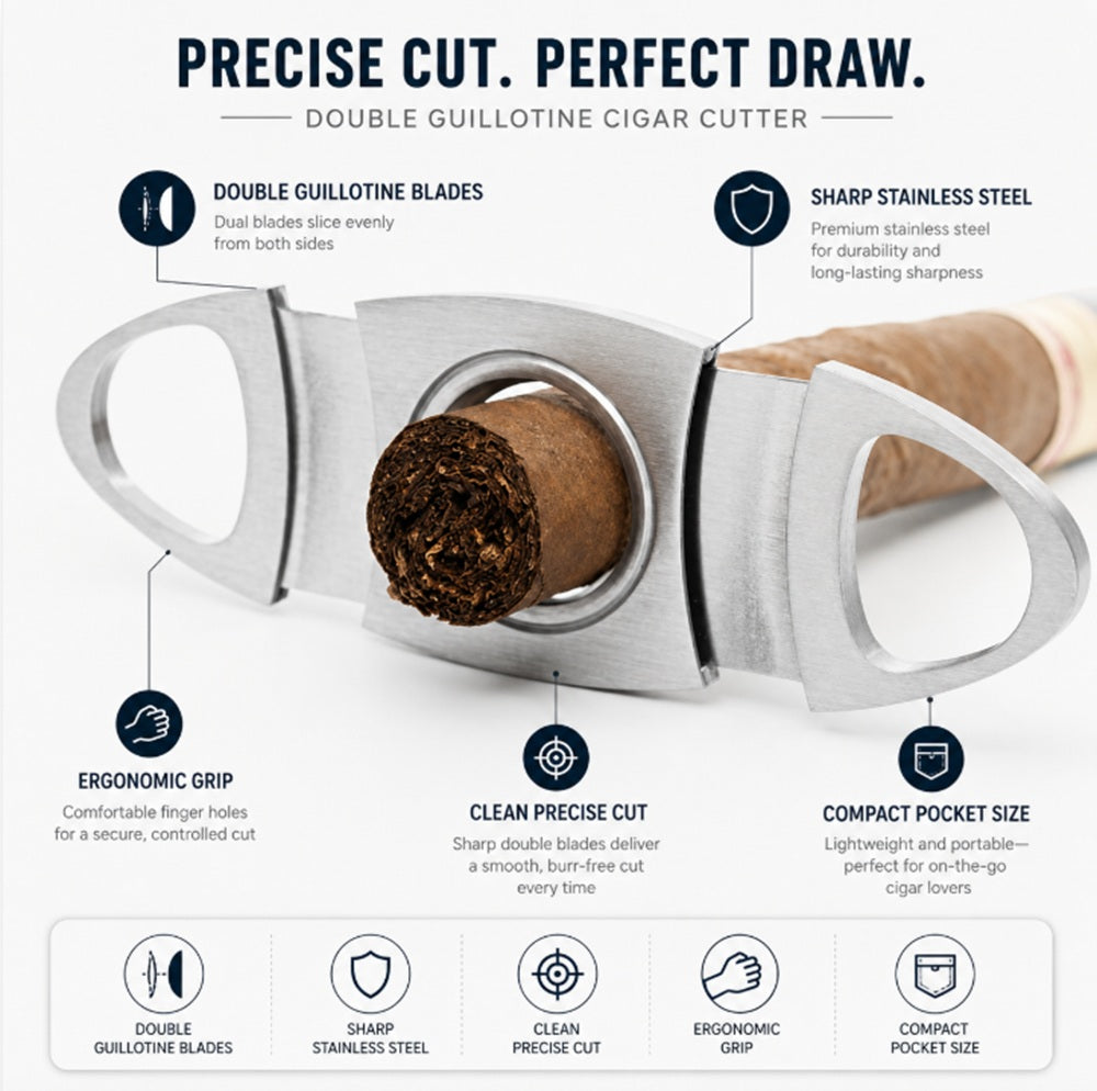 Stainless Steel Double-Blade Cigar Cutter | TIKA