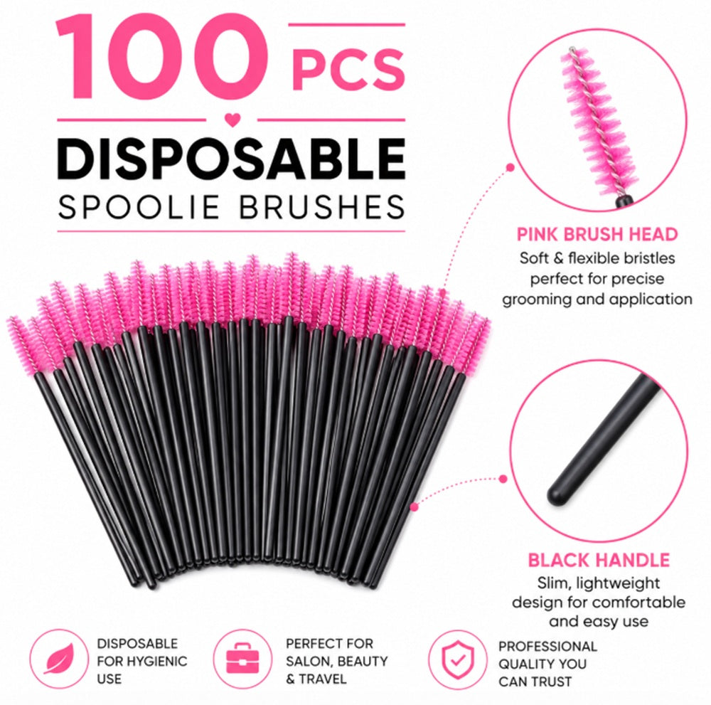 100-Pack Disposable Mascara Wands & Eyelash Spoolies | TIKA