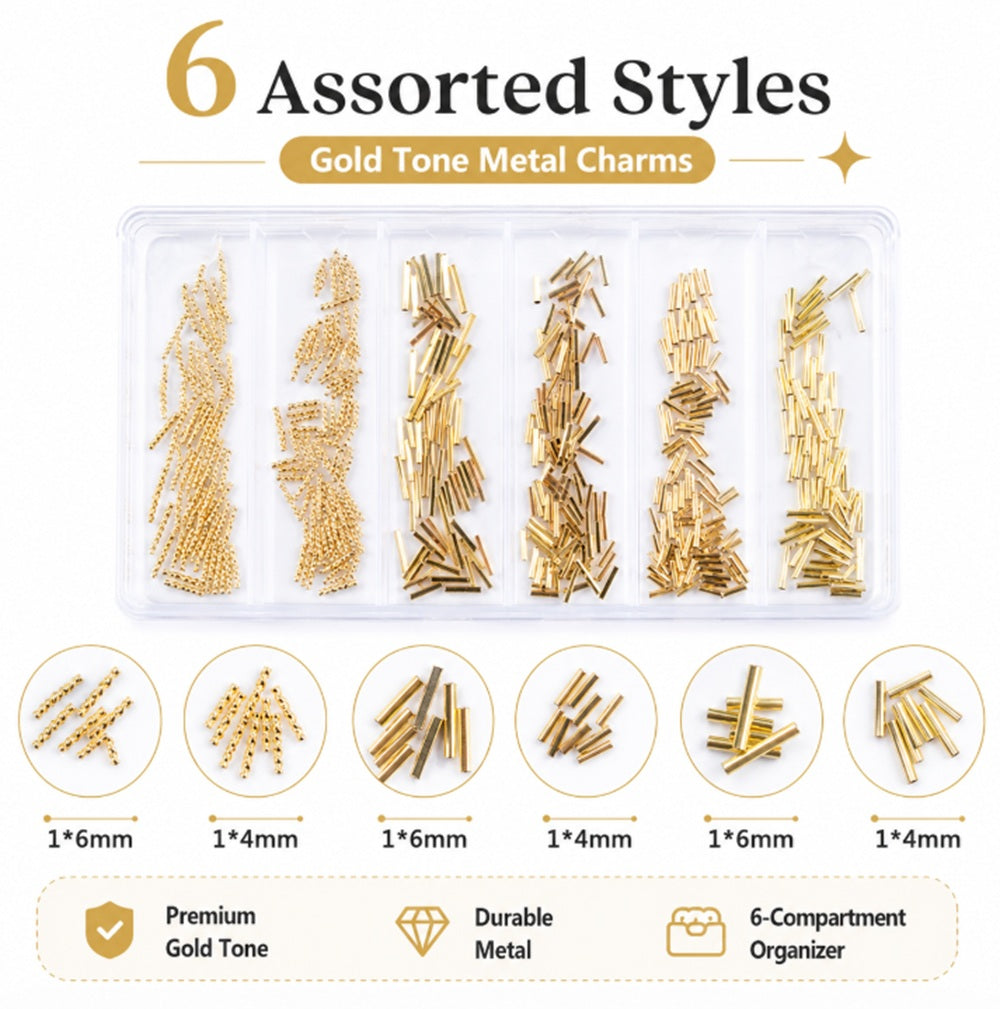 3D Nail Art Rhinestone & Gold-Tone Charm Kit | TIKA