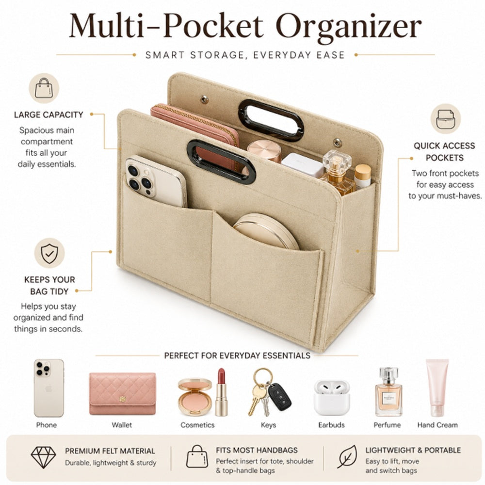 Felt Handbag Organizer Insert with Multiple Pockets | TIKA