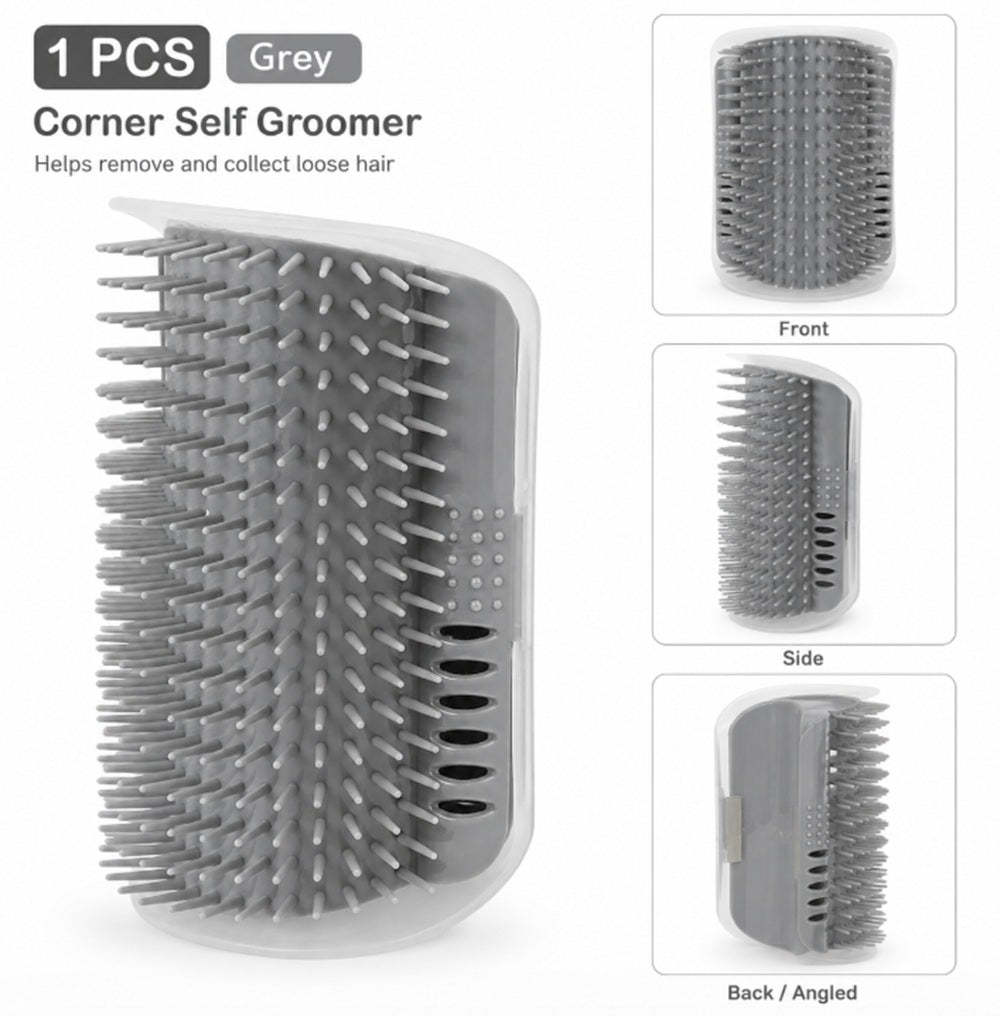 Cat Self-Grooming Corner Brush with Catnip Holder | TIKA
