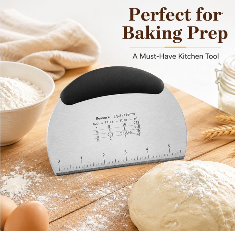 Stainless Steel Dough Cutter & Bench Scraper with Handle – TIKA