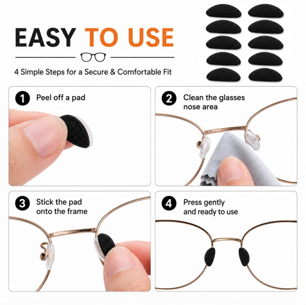 10-Pair Self-Adhesive Foam Nose Pads for Glasses | TIKA