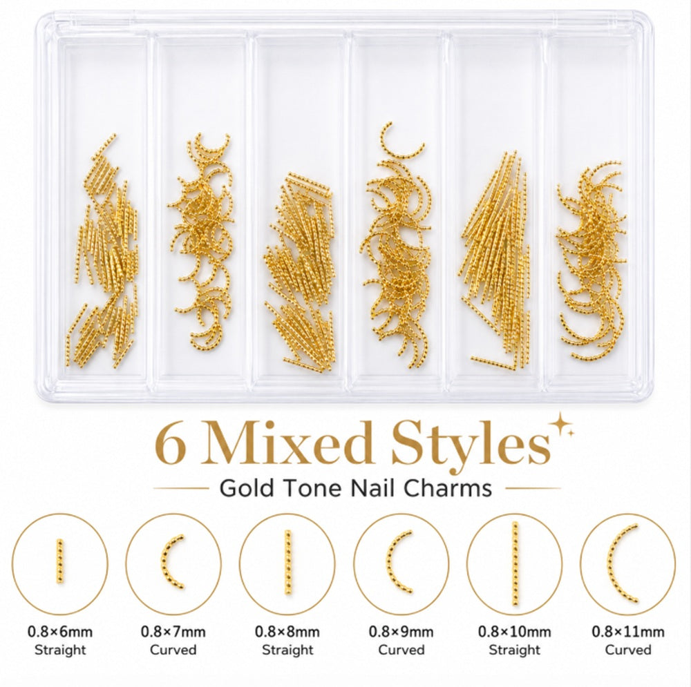 3D Nail Art Rhinestone & Gold-Tone Charm Kit | TIKA