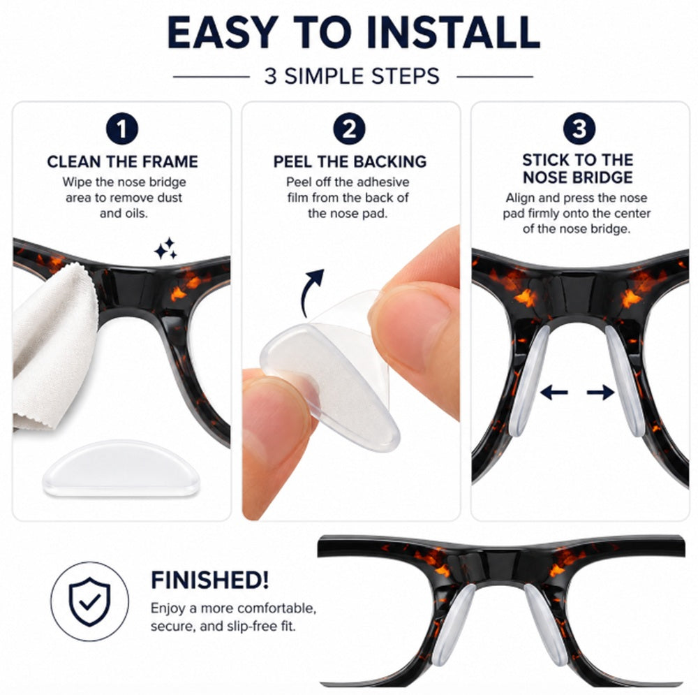 10-Pair Self-Adhesive Silicone Nose Pads for Glasses | TIKA