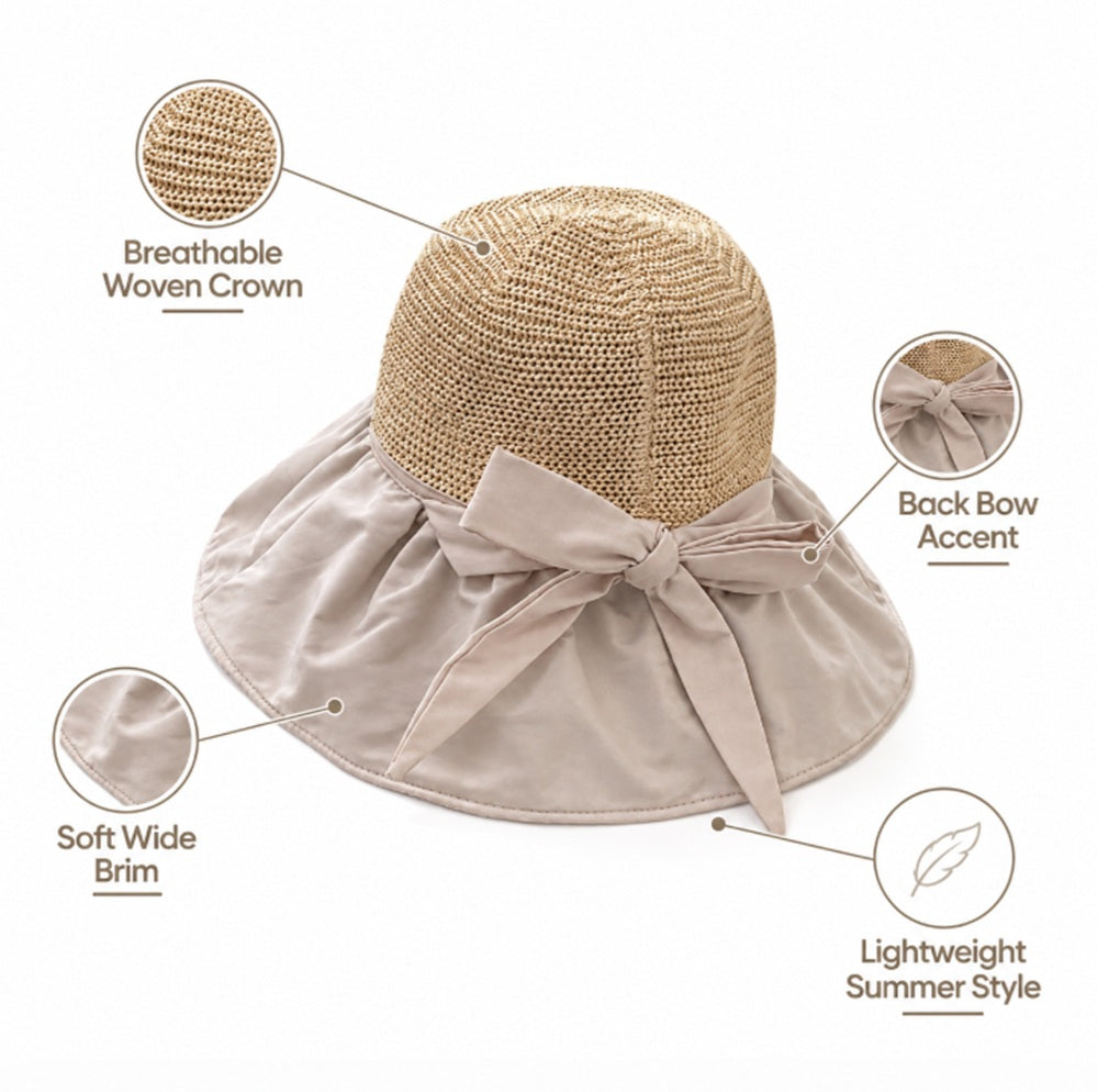 Women's UPF 50+ Wide Brim Foldable Straw Sun Hat | TIKA