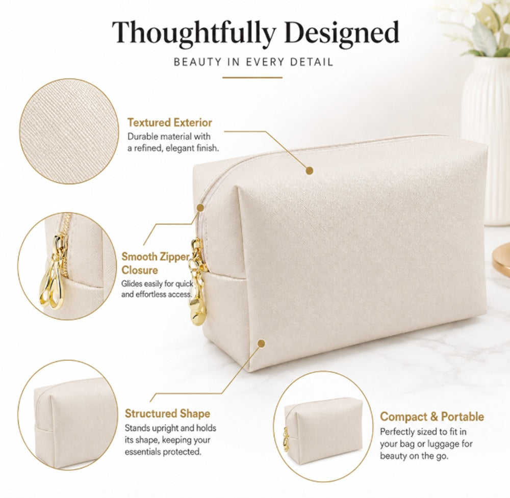 PU Leather Makeup Bag & Cosmetic Organizer Pouch | TIKA