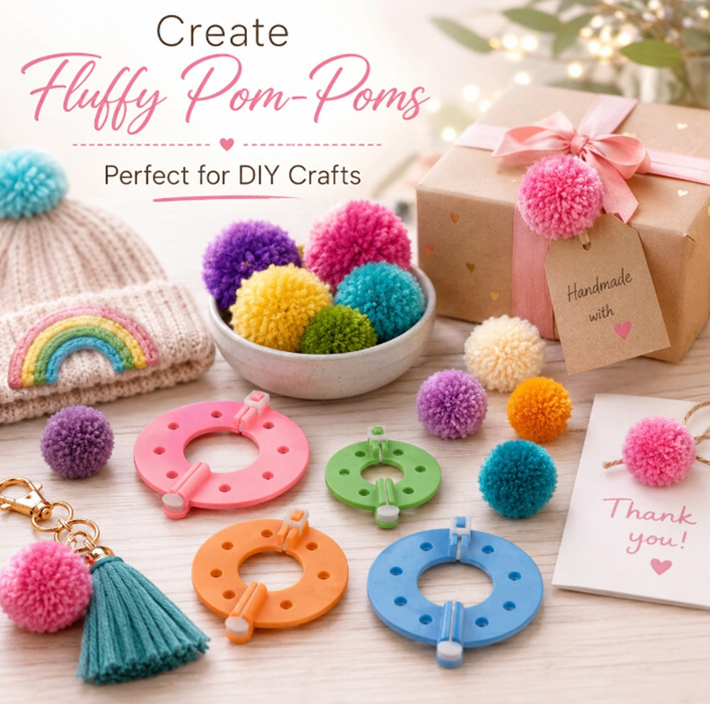 4-Size Pom Pom Maker Set for Yarn Crafts | TIKA