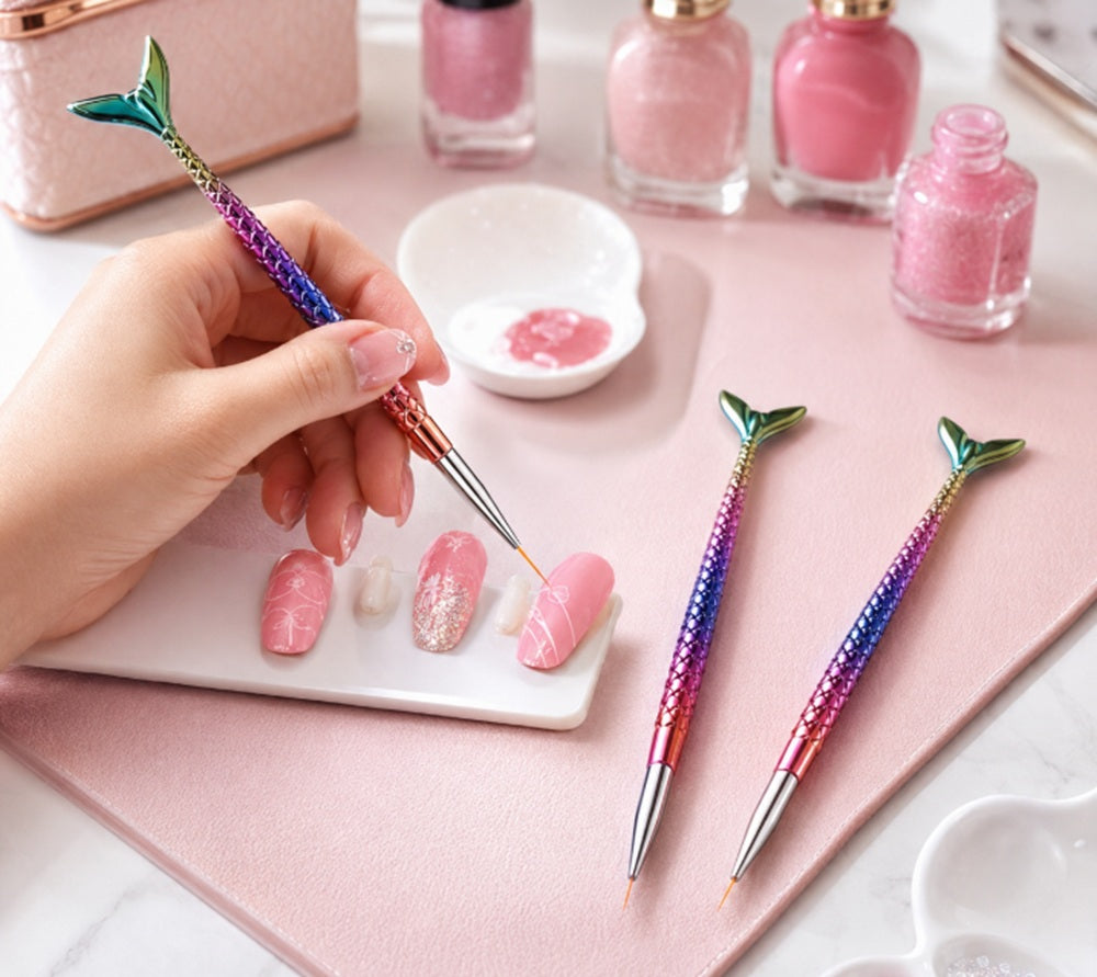 3-Piece Nail Art Dotting Tool & Liner Brush Set | TIKA