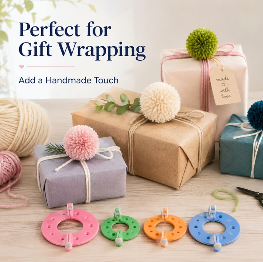 4-Size Pom Pom Maker Set for Yarn Crafts | TIKA