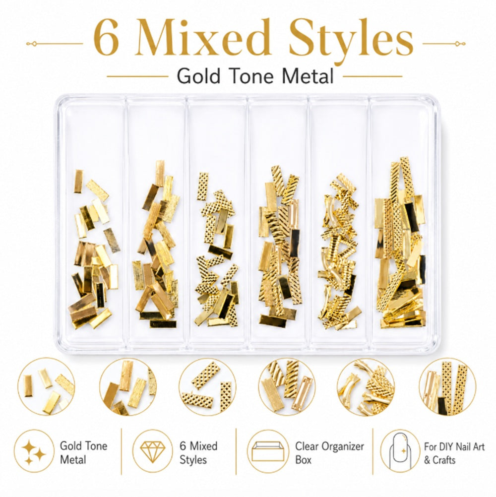 3D Nail Art Rhinestone & Gold-Tone Charm Kit | TIKA