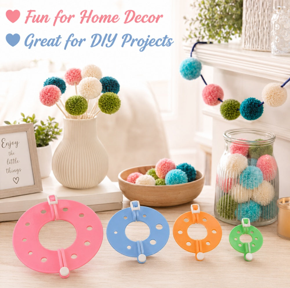 4-Size Pom Pom Maker Set for Yarn Crafts | TIKA