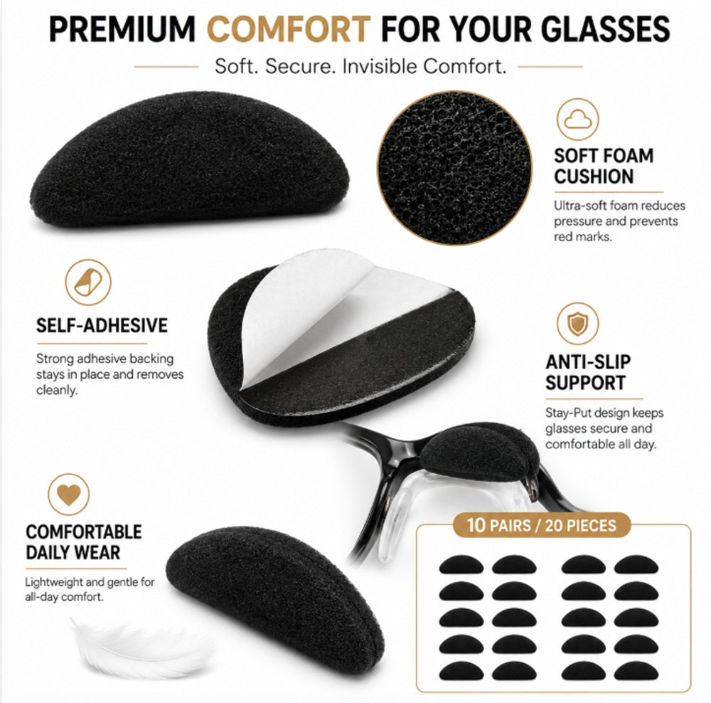 10-Pair Self-Adhesive Foam Nose Pads for Glasses | TIKA