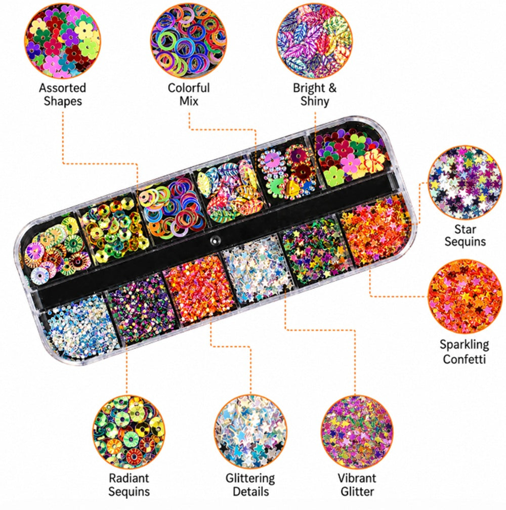 12-Grid Nail Rhinestone Kit for 3D Nail Art | TIKA