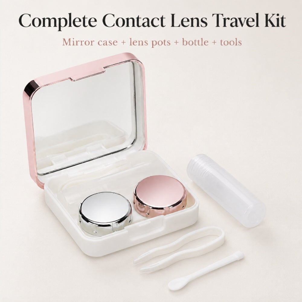 Mini Contact Lens Travel Case Kit with Mirror & Tweezers | TIKA