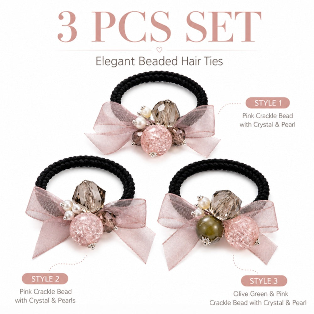 3-Pack Elastic Ponytail Hair Ties for Women & Girls | TIKA