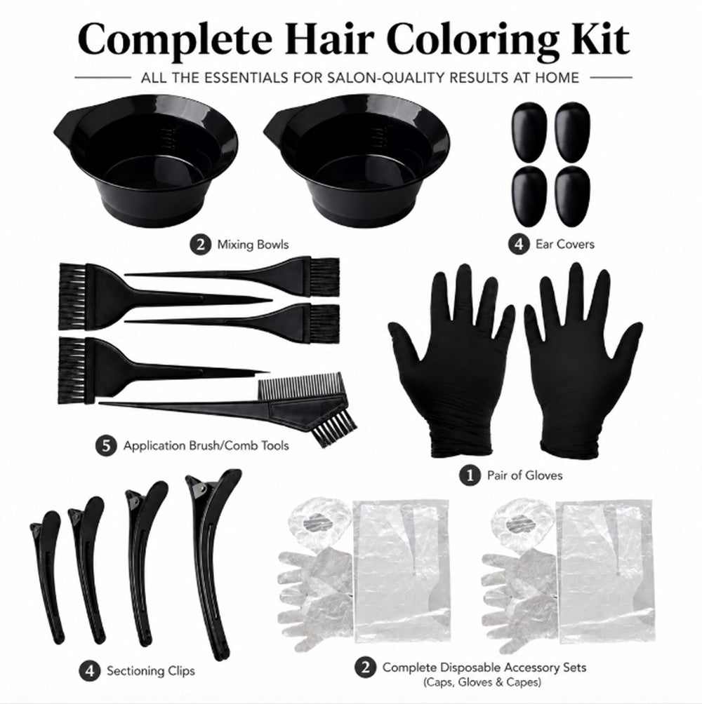 22-Piece Hair Coloring Brush, Comb & Bowl Kit | TIKA