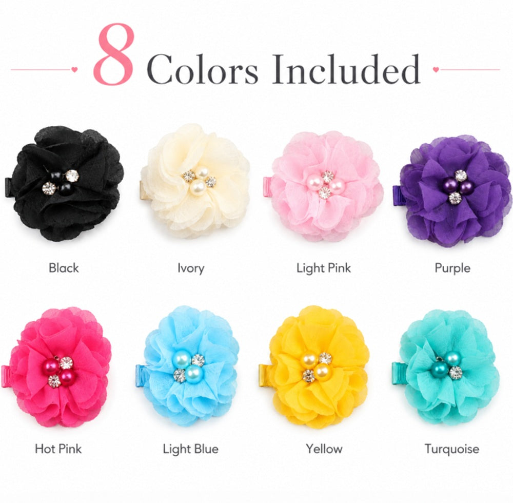 8-Pack Baby Girl Grosgrain Ribbon Hair Bow Clips | TIKA