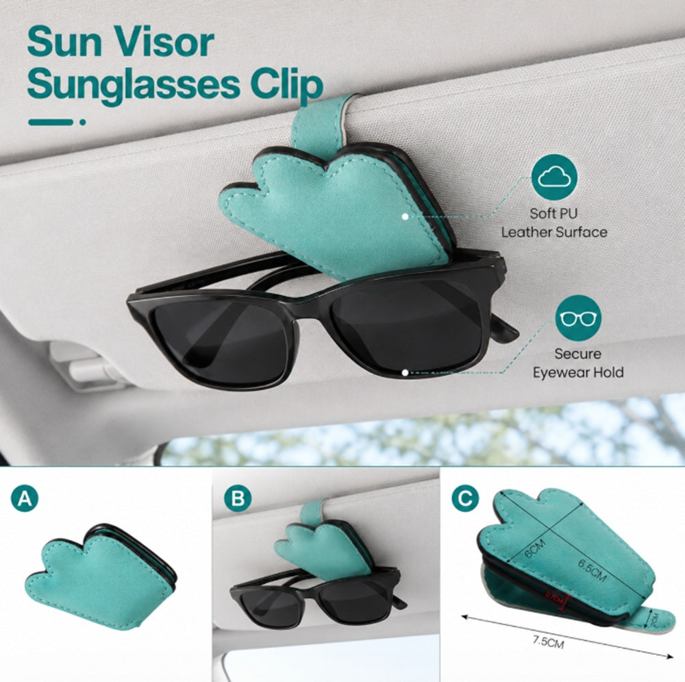 PU Leather Car Visor Sunglasses Holder with Card Slot | TIKA