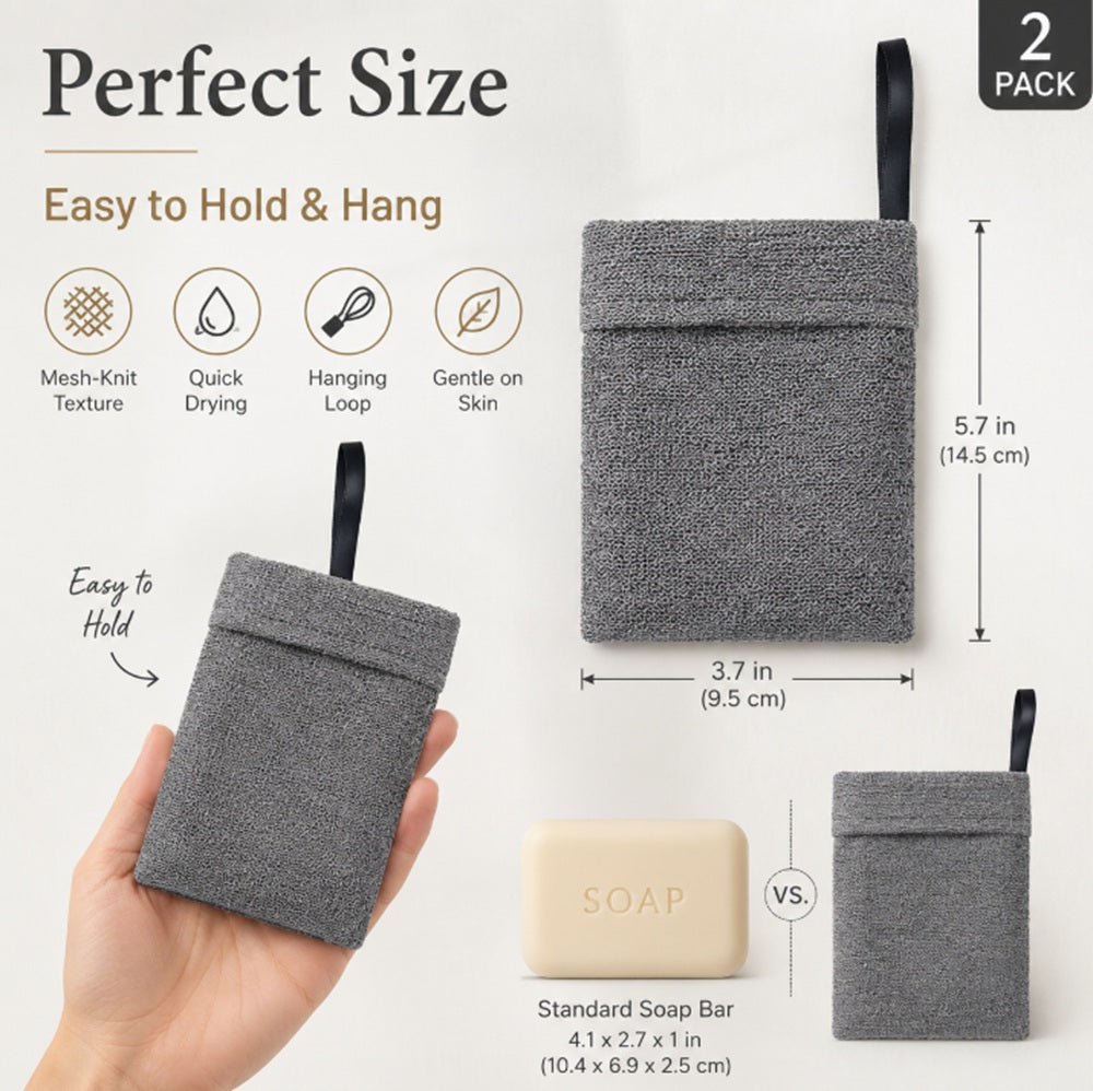 2-Pack Exfoliating Soap Saver Pouches | TIKA