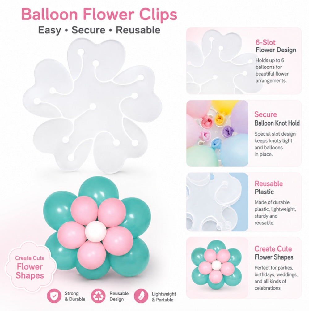 50-Pack Flower Balloon Clips & Garland Holders | TIKA