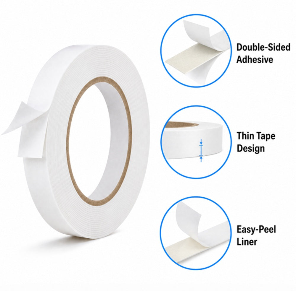 Heavy-Duty Double-Sided Mounting Tape, 0.4 in × 164 ft | TIKA