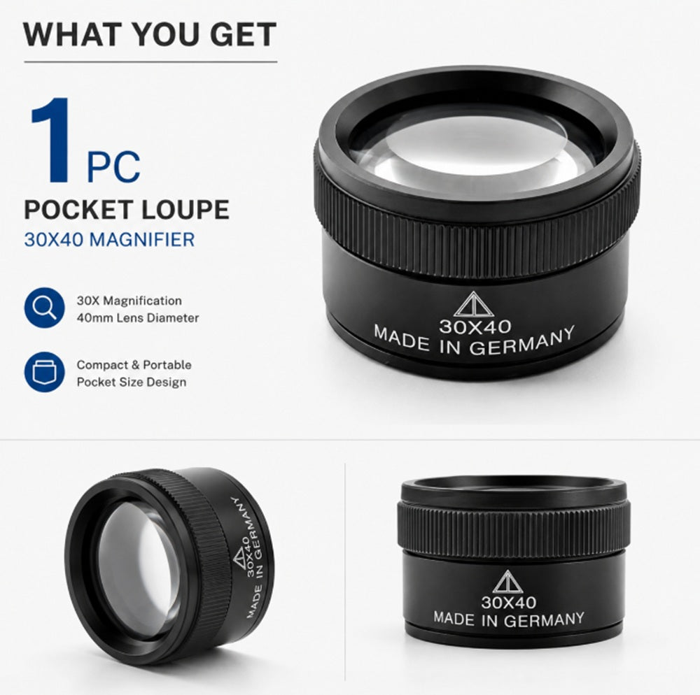 40X 30mm Portable Jeweler’s Loupe Magnifier | TIKA