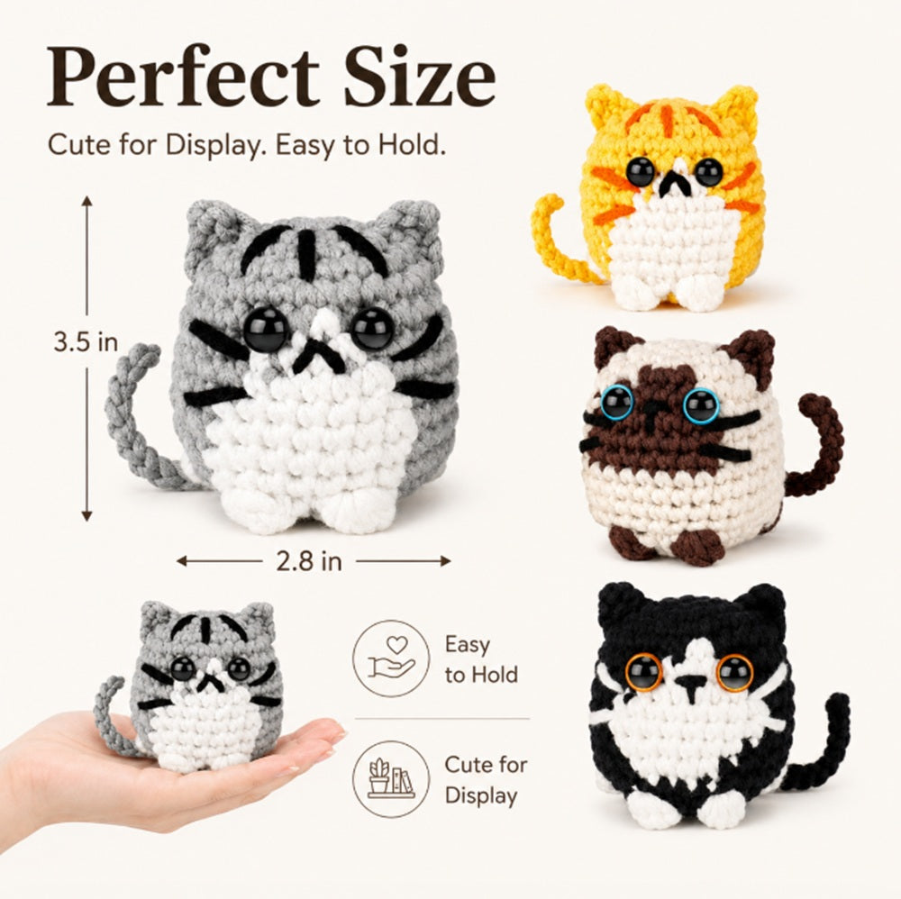 Cat Crochet Kit for Beginners, 4 Pack with Video Tutorials – TIKA