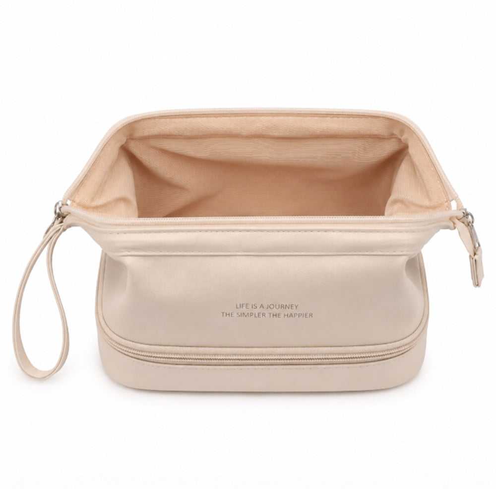 Large PU Leather Makeup Bag with Carry Handle | TIKA