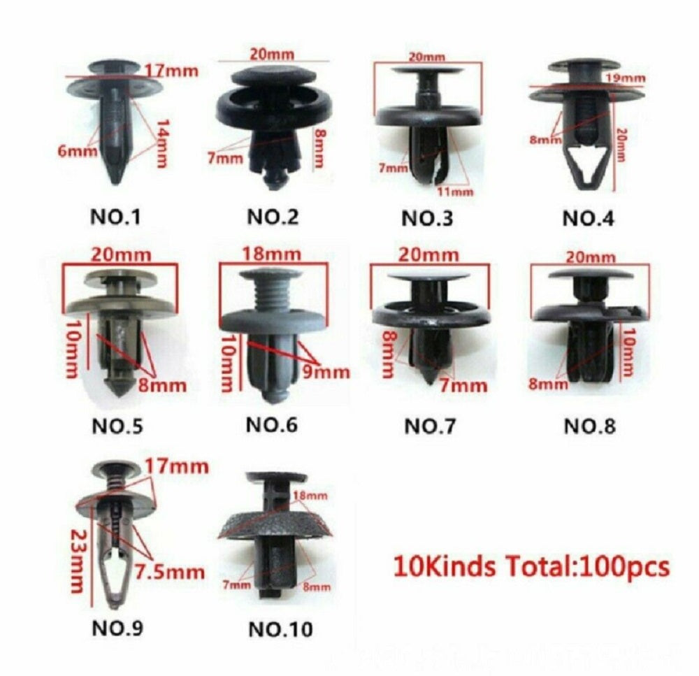 100-Pack Plastic Screw Rivet Auto Trim Clips | TIKA