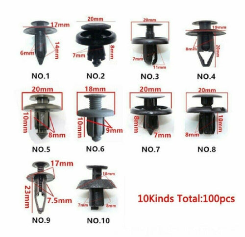 100-Pack Plastic Screw Rivet Auto Trim Clips | TIKA
