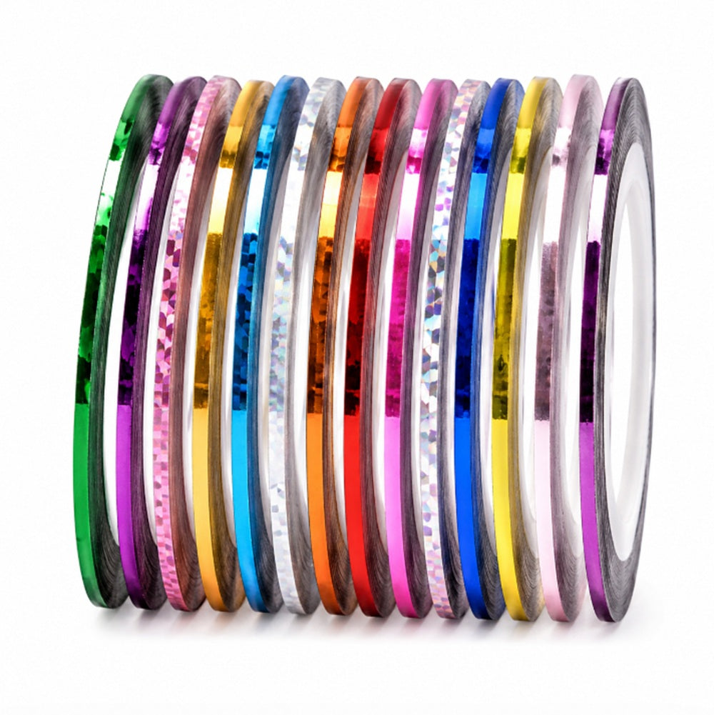 15-Roll Multicolor Nail Striping Tape Set | TIKA