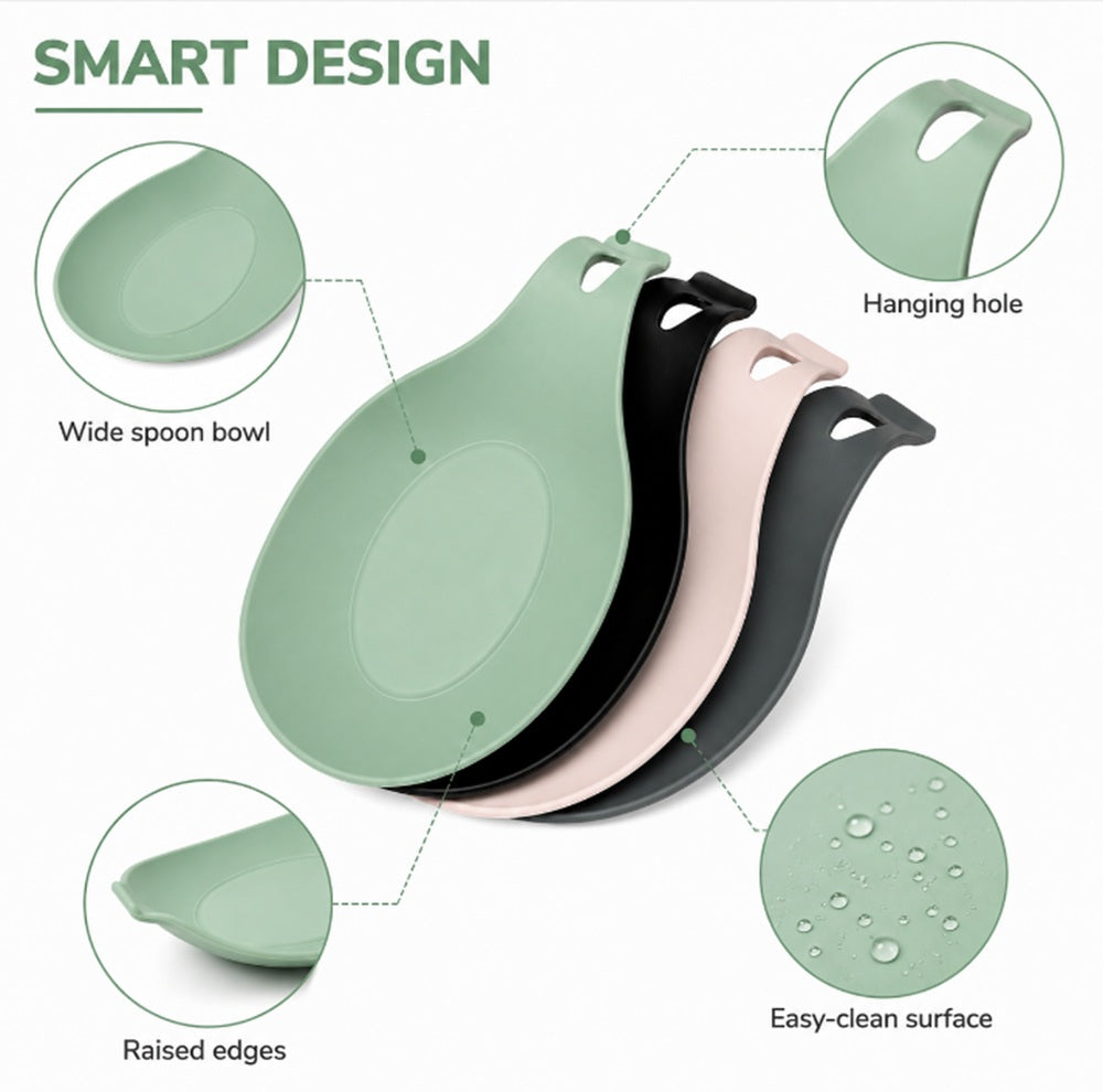 4-Pack BPA-Free Silicone Spoon Rest Set for Stove & Countertop | TIKA