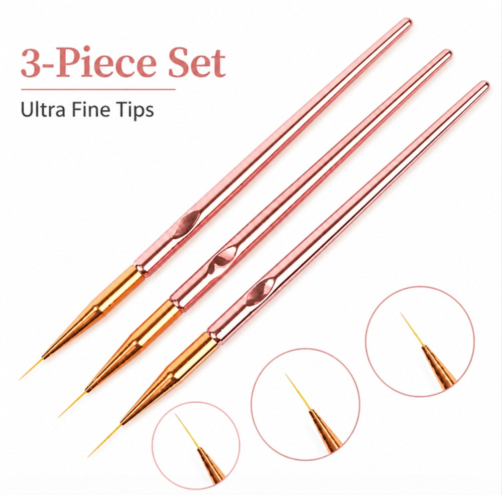 3-Piece Nail Art Dotting Tool & Fine Liner Brush Set | TIKA