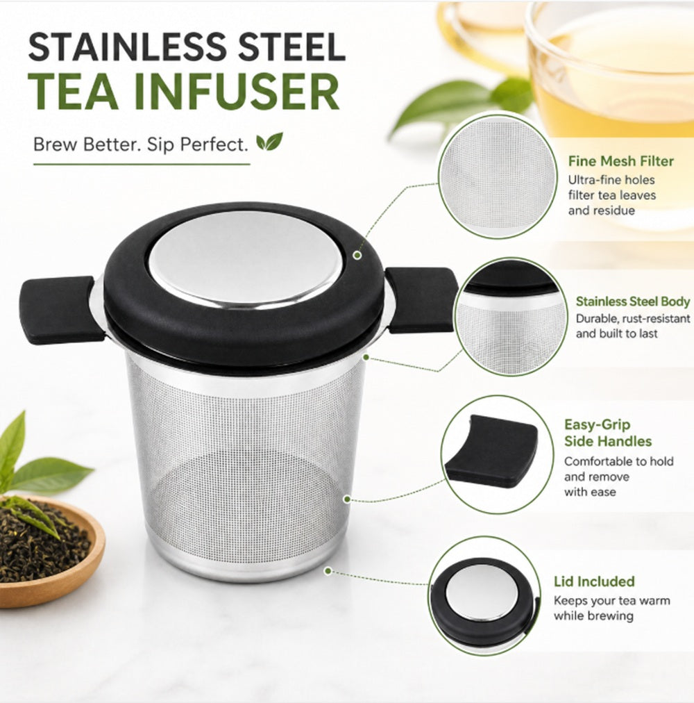 Stainless Steel Fine-Mesh Loose-Leaf Tea Infuser Strainer | TIKA