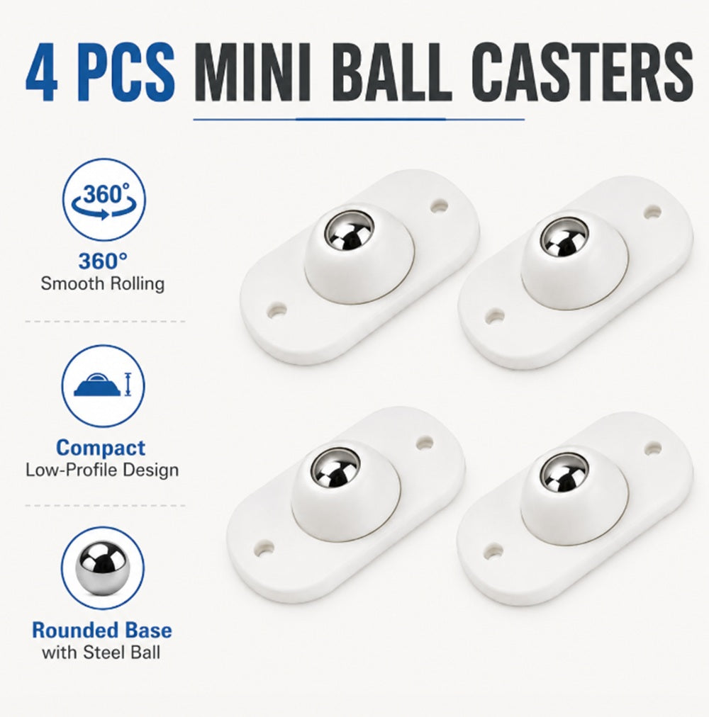 4-Pack Mini Self-Adhesive Stainless Steel Casters | TIKA