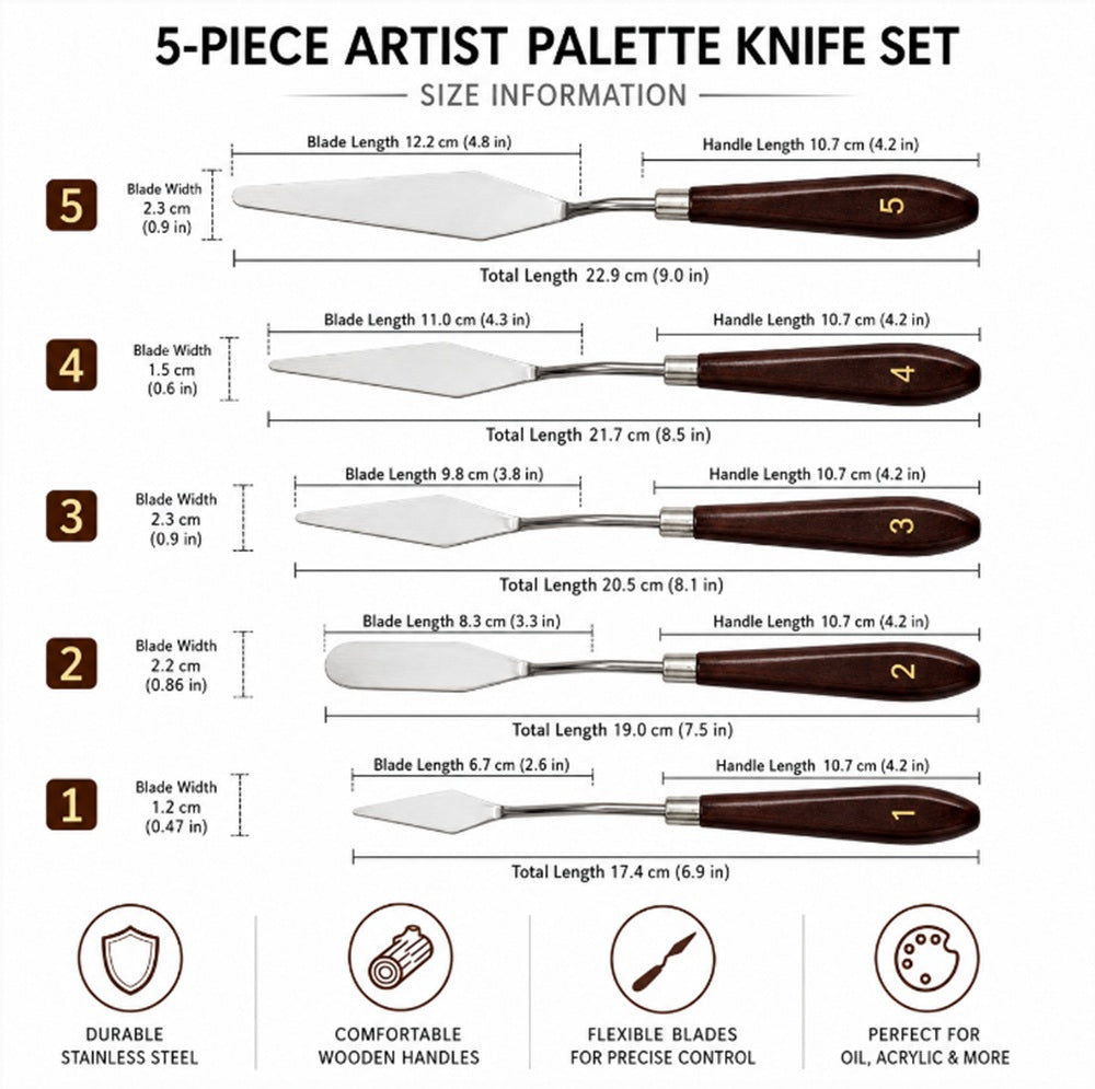 5-Piece Stainless Steel Painting Palette Knife Set | TIKA