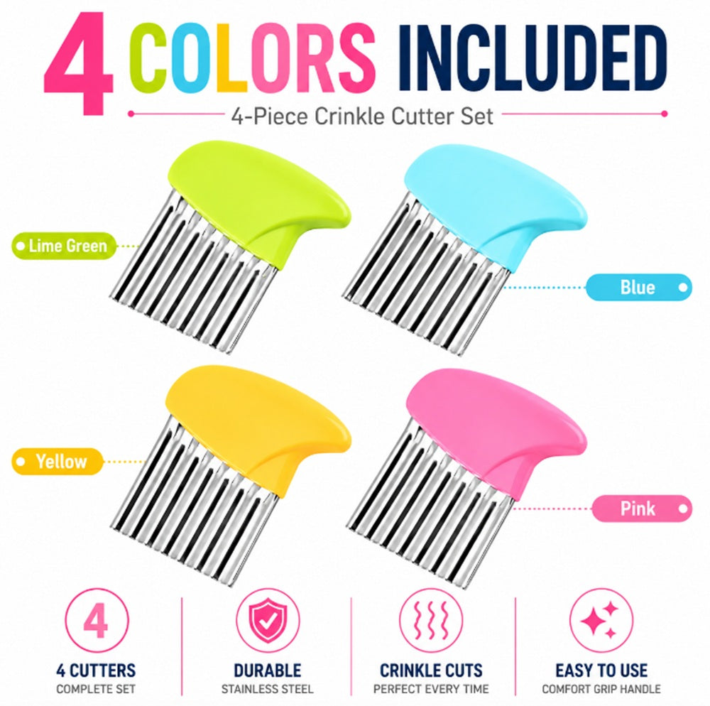 4-Pack Stainless Steel Crinkle Cutter Set | TIKA