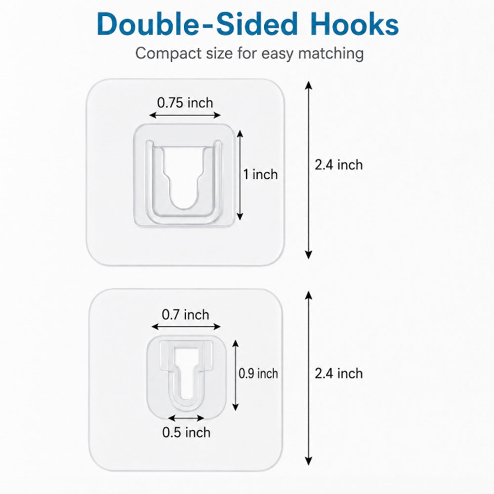 30-Set Clear Double-Sided Adhesive Wall Hooks | TIKA